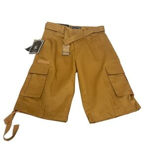 Jeanstation Mens Cargo Shorts Belted Khaki Superior Workwear Size 32
